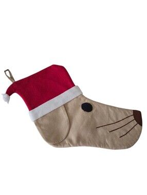 Vintage Martha Stewart Dog Christmas Stocking, Kids Dog Face Christmas Stocking